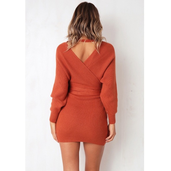 🔥🔥Sexy and Cozy Rust Sweater Dress - Picture 5 of 6